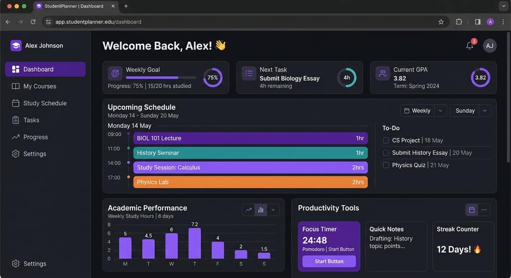 HSC Planner — EdTech SaaS study planning dashboard built by Jahidul Alam Tonmoy, Agency XYZ